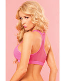 Pink Lipstick Sweat Sporty Breathable Mesh Offers Cooling Support w/Removable Pads