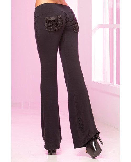 Pink Lipstick Loungewear Stretch Lounge Pant with Ruched Back and Oversized Pocket